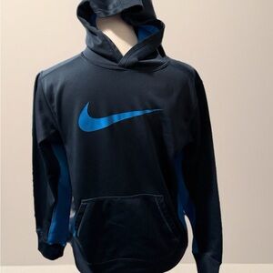 Nike Men's Black Hoodie with Blue Accents